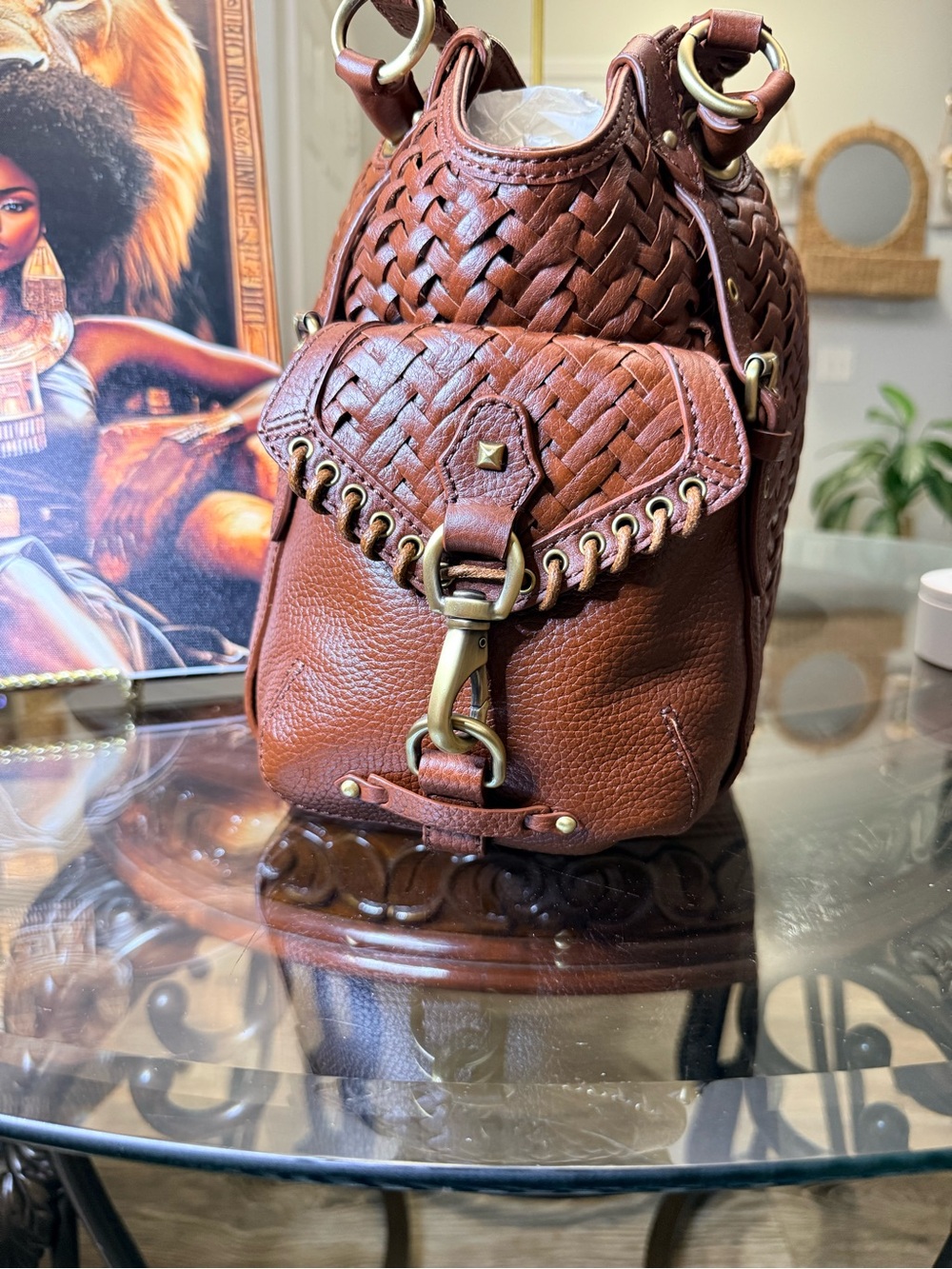 Cole Haan Braided Woven Leather Shoulder Hobo in Brown - Picture 6 of 8